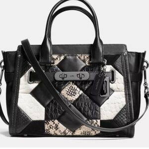 NWOT Coach Swagger 27 in Canyon Quilt Exotic Embossed Leather Bag W/Dust Bag.